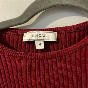 RIHOAS Women's Burgundy Crew Neck Sweater